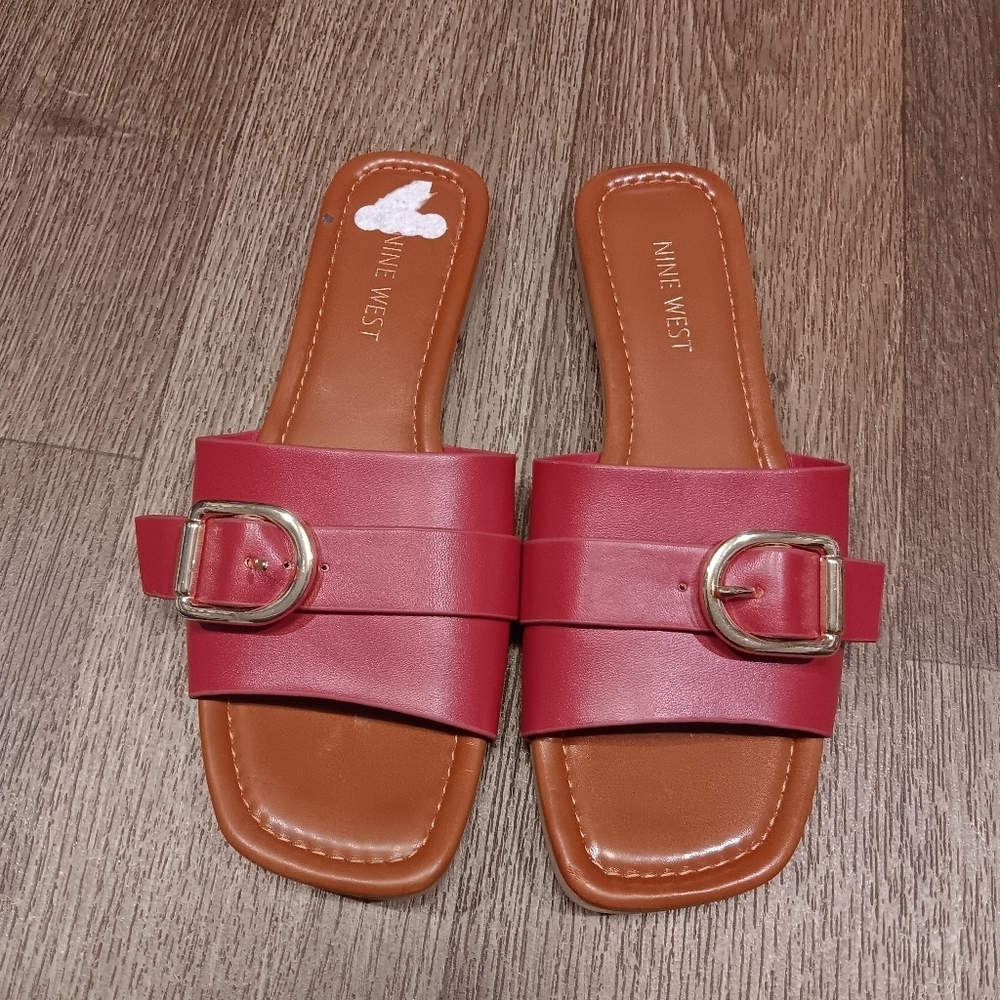 Nine West Women's Red Buckle Slide Sandals